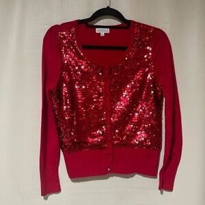 Joseph A‎ Women’s Open Front Button Up Glitter Sweater Cardigan SZ Small